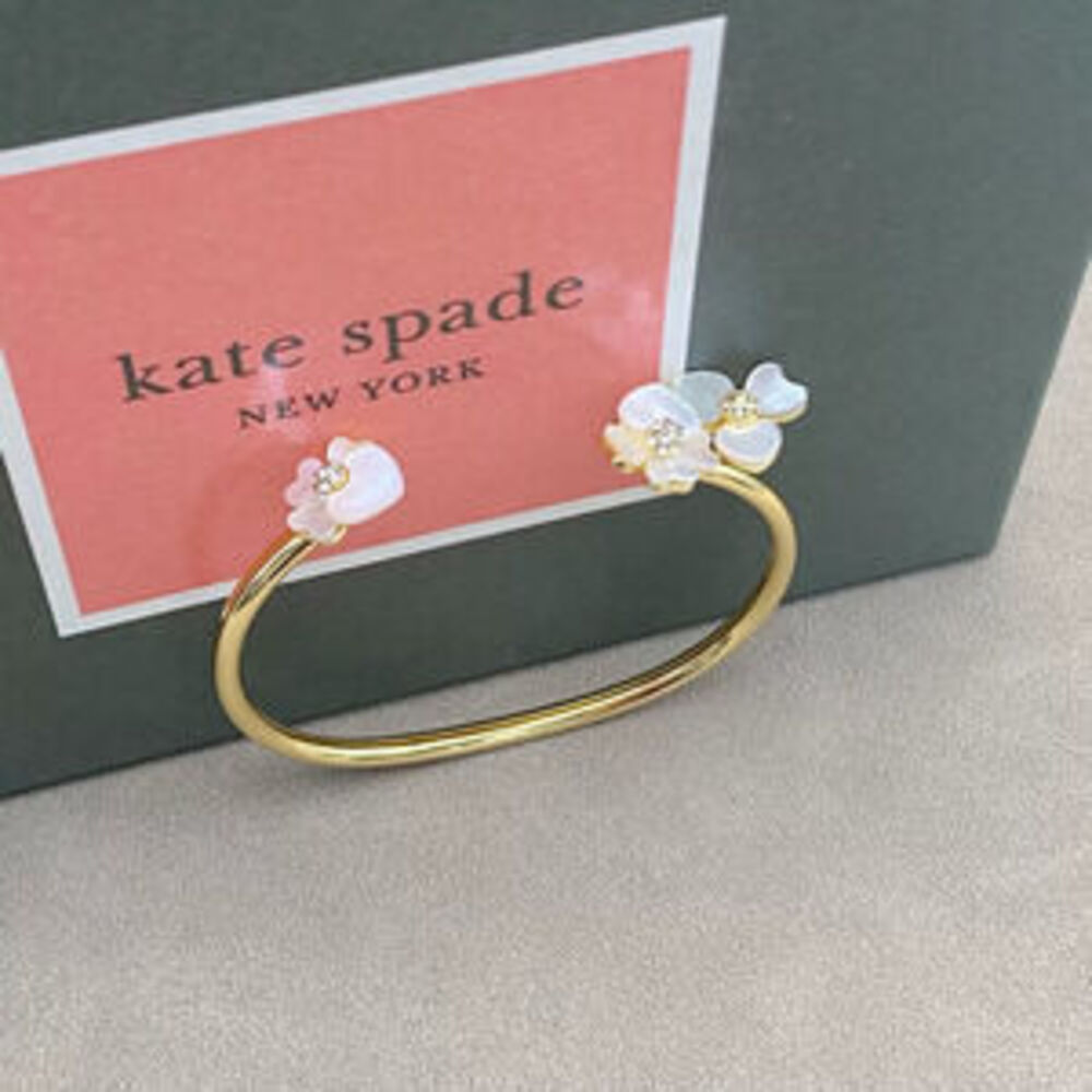 kate spade Natural Shell Inlay Flower Open Bangle - Picture 2 of 5